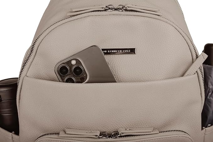 Kenneth Cole REACTION Marley Vegan Pebble Leather Backpack, Taupe, 15" Laptop