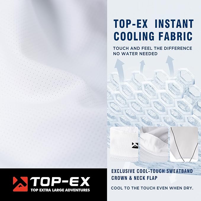 TOP-EX Cooling Sun Hat with Neck Flap – UPF 50+ Wide Brim Breathable Hat for Hiking, Fishing & Big Heads