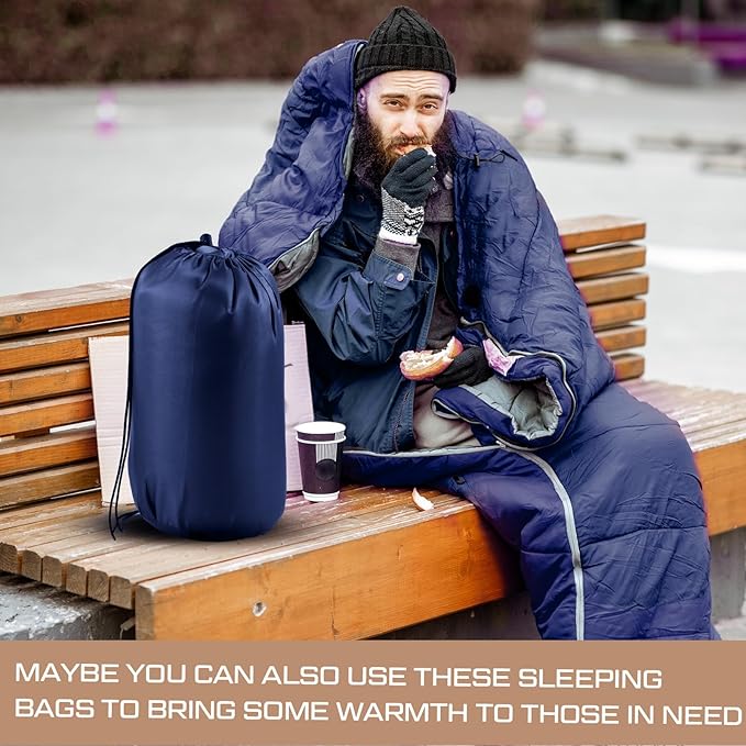 Tranqun Sleeping Bags for Adult with Winter Beanies Gloves, Cotton Liner Camping Sleeping Bag Waterproof Warm Lightweight for Backpacking Camping Indoor Outdoor Homeless People