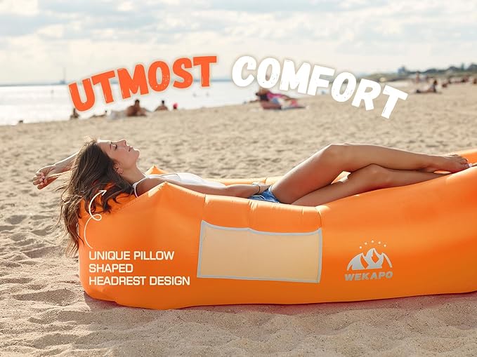 WEKAPO Inflatable Sun Lounger, Air Sofa, Hammock, Portable, Waterproof and Leak-Proof, Ideal for Backyard, Beach, Travel, Camping, Picnics and Music Festivals