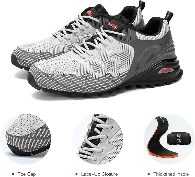 Kricely Men's Trail Running Shoes Non Slip Hiking Shoes Tennis Shoes Fashion Sneakers Workout Footwear