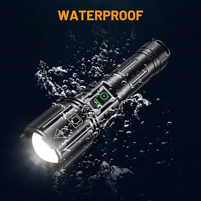 LED Super Bright Flashlight 4000.000 High Lumens, High Powered Rechargeable Flashlights, 6 Modes Zoomable, Waterproof Flash Lights, Tactical Handheld Flashlight for Emergency, Camping, Outdoor, Home
