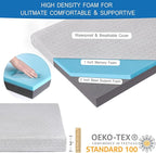 Memory Foam Camping Mattress Pad 3 Inch Thick, Portable Sleeping Pad with Waterproof Cover, Portable Roll Up Cot Mattress Pad Floor Mat for Travel Truck Bed Tent, 72"×24"×3", Light Gray