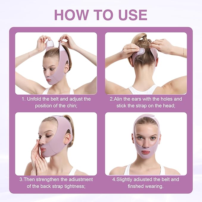 Anti-Snoring Chin Support for Better Sleep，Face Lifting Strap for Sleeping & Snoring Relief, Chin Strap for Double Chin Reduction & Jawline Contouring, Adjustable Breathable V-Line Shaping Belt
