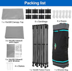 COBIZI 10x30 Pop up Canopy Tent 10x30 Canopy with 8 Sidewalls Waterproof Heavy Duty Commercial Canopy Tent for Parties Outdoor Tent Garden Gazebo Tent, Carry Bag with Wheel(10x30ft, Gray)