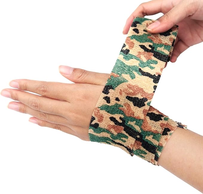 RISEN Cohesive Bandage 2” x 5 Yards, 6 Rolls, Self Adherent Wrap Medical Tape, Adhesive Flexible Breathable First Aid Gauze Ideal for Stretch Athletic