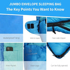 Jumbo Sleeping Bag for Adult&Kids,Cold&Warm Weather with Compression Sack and Water Resistant for Family Camping,Travel and Car Camping
