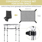 2ft Camping Table Foldable, 3 Adjustable Heights 26.3" Aluminum Small Folding Table with Storage Net, Lightweight, Portable Handle for Travel Outdoor Beach Picnic, 23.2" x 16", Black