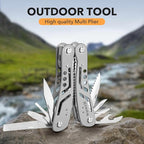 26-in-1 Multitool, Professional Stainless Steel Multi-Tool, Pocket Knife with Heavy Duty Pliers, Screwdriver, Replaceable Bits for Outdoor, (Silver)