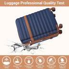 Kono Luggage Set 3 Pieces Expandable PC ABS Durable Suitcase Hardside with Double Spinner Wheels Tsa Lock Navy(20in/24in/28in)