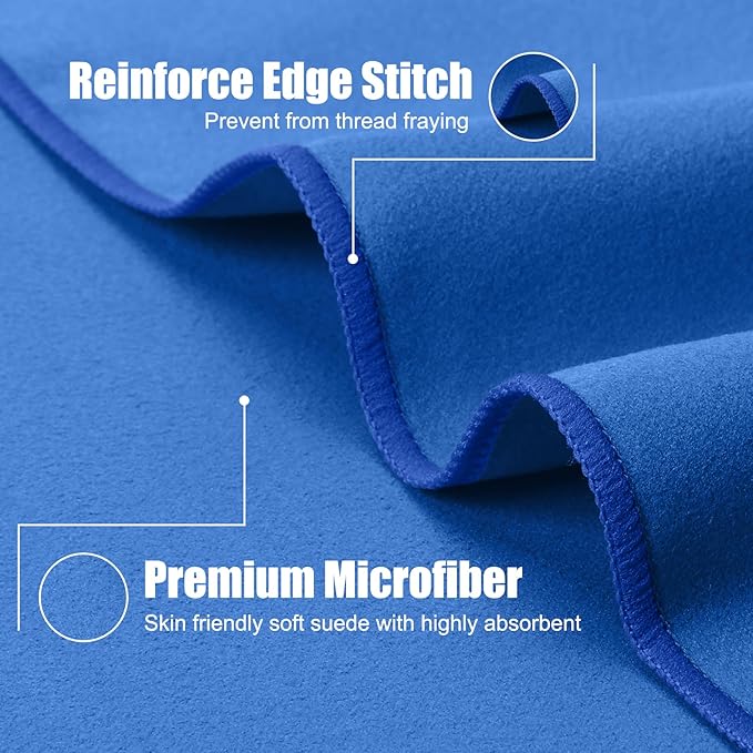Quick Dry Travel Towel, 3 Sizes 1 Pack Camping Microfiber Towel, Lightweight Fast Drying Towels Set 60"x30", 30"x15", 15"x15" w/Bag for Gym, Beach, Hiking, Swimming, Dark Blue