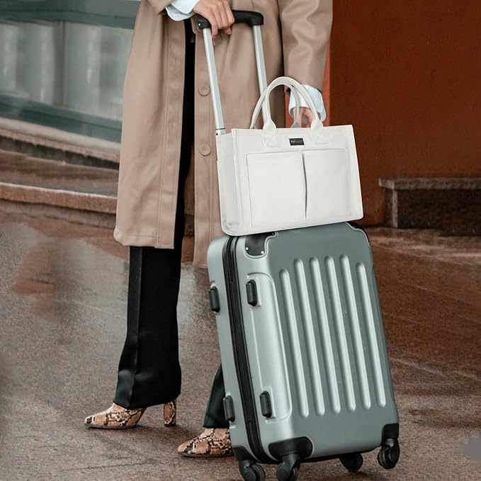 TOPDesign Heavy-Duty Canvas Tote Bag for Women, Adjustable Crossbody/Shoulder Handbag with 9 Pockets, Everything Tote