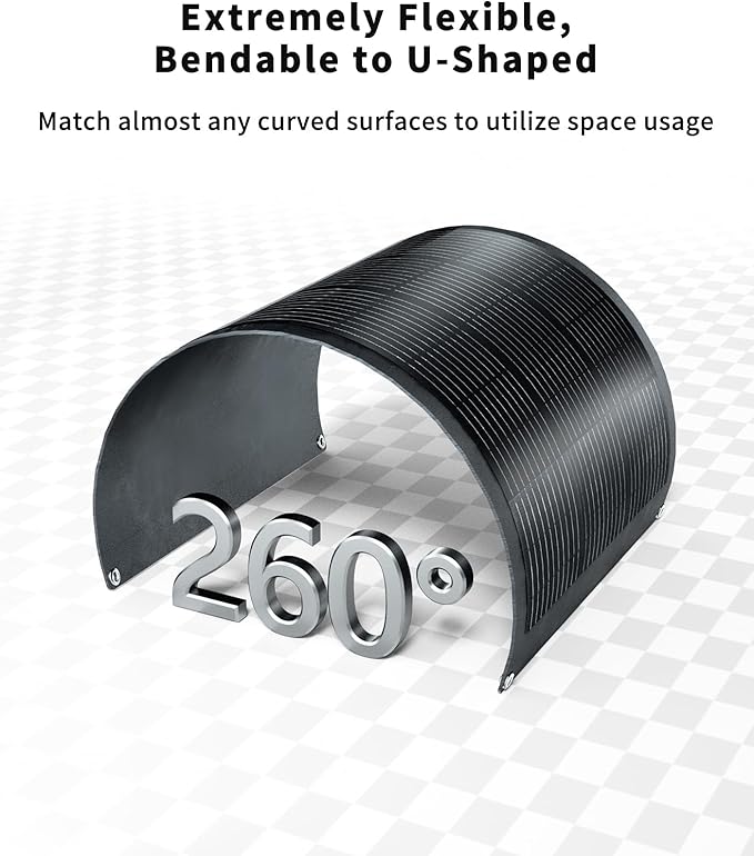 Greenmagic 100W 12V Flexible Solar Panel Ultra Thin Ultra Lightweight Off-Grid Charger for Marine RV Cabin Van Car Uneven Surfaces