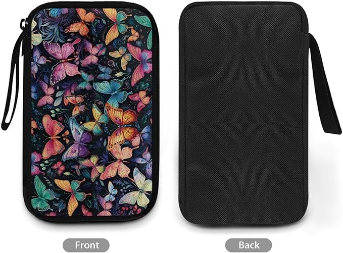 Colorful Butterfly Print Electronic Organizer Pouch Bag, Travel Cable Organizer Bag Multifunctional Case for Cable, Cord, Charger, Hard Drive, Earphone