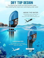 Zenoplige Full Face Snorkel Mask Adults,Dry-Top Snorkeling Gear with Camera Mount,Foldable 180-Degree Panoramic Scuba Mask for Snorkeling Diving Swimming Travel,Snorkel Mask Anti-Fog & Anti-Leak