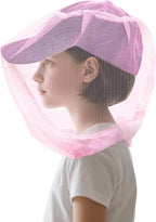 South to East Premium Girls Mosquito Head Net for Insect, 2 Pack, Fly & Bug Protection | Ultra Large & Long, Extra Fine Holes for Camping, Hiking, Fishing, Safari, Fits All Hats for 5-12 yrs, Pink