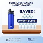 Membrane Solutions C3 Filtered Water Bottle, 32oz Stainless Steel Water Bottle with Replaceable Filter Cartridge, Portable Water Filter, Travel, Hiking & Camping for Drinking Water(Black)