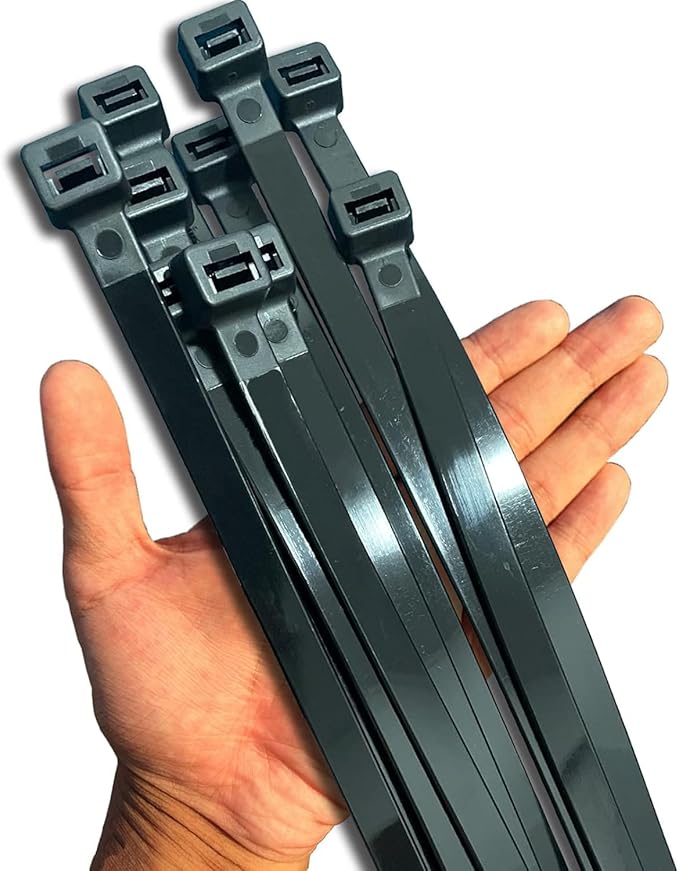 250lb Black Zip Ties Heavy Duty 12 Inch Outdoor, Extra Large Cable Tie Wraps Long Plastic Wire Ties Wide Big Strong Thick Zipties 50 Pack