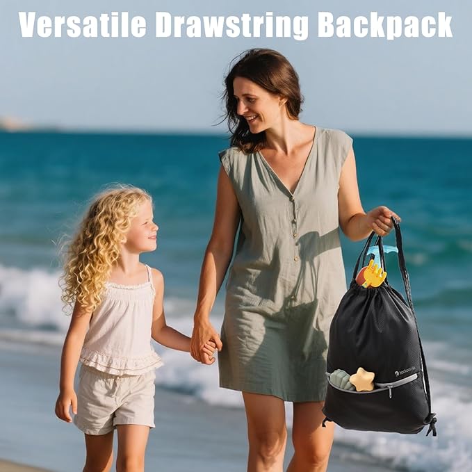 9 Set Compression Packing Cubes for Travel, Bonus Versatile Drawstring Backpack, Lightweight Luggage Organizer Bags, Sturdy Travel Accessories for Suitcase, Black