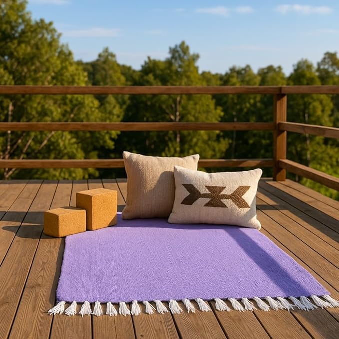 Open Road Goods Solid Color Mexican Yoga Blanket – Large Handwoven Throw for Yoga, Beach, Camping or Home – Soft and Durable Cotton Blend