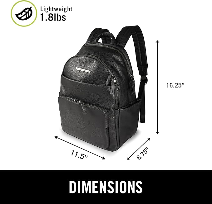 Kenneth Cole Reaction Marley Double Compartment Vegan Leather Womens 15" Laptop Fashion Backpack