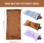 GONGKANGYUAN 4 Pack Shoe Bags for Travel Satin Fabric Shoe Bag with Drawstring for Men Women Travel Protecting Storing Shoes (Brown)