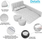 ISWEES Car Bed SUV Air Mattress, Car Air Mattress with Electric Pump, 2 Inflatable Pillows and 2 Footrests for Back Seat, Side Seat,Trunk Sleeping, Thickened Camping Bed - Grey
