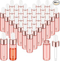 100 Pcs Mini Glass Oil Dropper Bottle Bulk, Clear Essential Small Empty Bottles Sample Containers Perfume Liquid Vials with Cap for Traveling (5 ml,Pink Body)