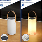 uuffoo 2-Pack Solar Table Lamp Outdoor Lantern 2 in 1 Charging Portable LED Cordless Lights with Remote 8 Colors, Water-Resistant IP44 for Patio Terrace Camping Garden Balcony