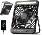 Warmco 20000mAh 8-inch Portable Camping Desk Fan, [15-48H Working Hours] Ultra-thin LED Light Rechargeable Battery Powered Travel Fan for Outdoor, Indoor, Cruise Essentials 2025