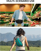 WATERFLY Fanny Pack Waist Bag: Large RFID Blocking Crossbody Bags with Multi-Pockets, Breathable Casual Anti-Theft Hip Pouch for Women Men Traveling Walking Hiking-Cyan