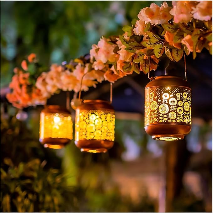 Sunflower Solar Lanterns Outdoor Waterproof Hanging Solar Lights Sunflower Gifts for Women/Men/Sunflower Lovers Gifts Metal Decorative LED Sunflower Lanterns for Garden Decor,Patio,Lawn,Pathway,Yard