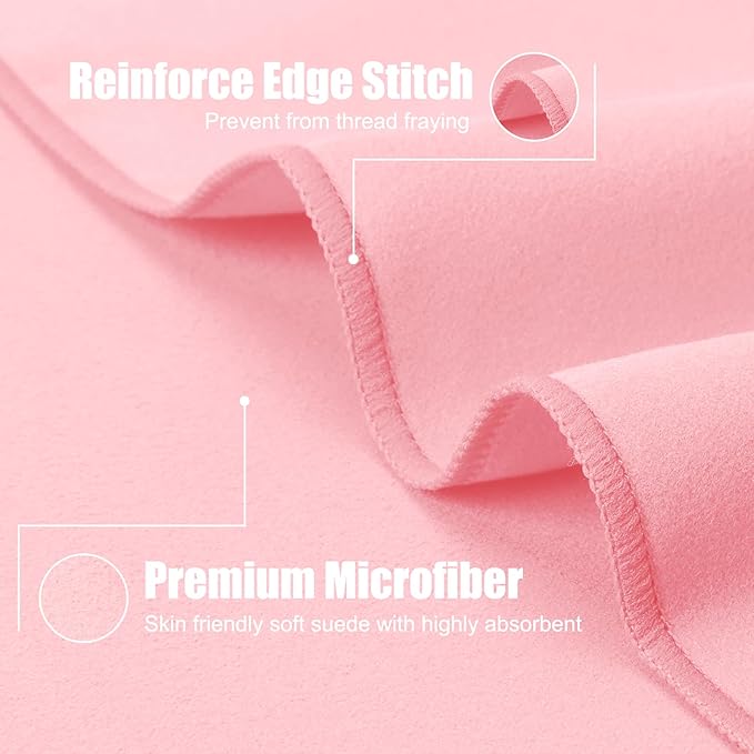 Quick Dry Travel Towel, 3 Sizes 1 Pack Camping Microfiber Towel, Lightweight Fast Drying Towels Set 60"x30", 30"x15", 15"x15" w/Bag for Gym, Beach, Hiking, Swimming, Pink