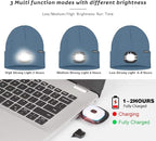 ATNKE LED Lighted Beanie Hat,USB Rechargeable 4 LED Running Headlamp Bright Cap with The Light Gifts for Men and Women