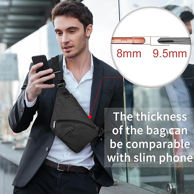 Anti Theft Crossbody Bags Sling Bag for Women Men Waterproof Wander Bag for Sports and Travel. (2.0BLACK, Large)