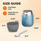 ENERGIFY Vacuum Insulated Food Jar. Large 17oz Bowl incl. Folding Spoon, Cup. Wide Mouth Keep Hot & Cold Drinks Soup Lunch Container for Adults. BPA-Free Stainless Steel, Leak Proof Shiny Blue