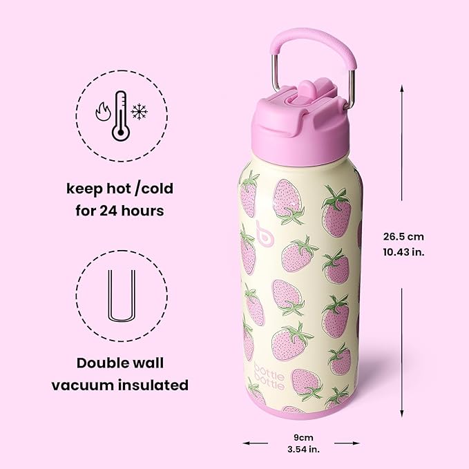 BOTTLE BOTTLE 32oz Insulated Water Bottle Stainless Steel Sport Water Bottle with Straw Dual-use Lid Design for Gym with Pill Box