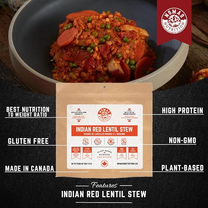 – Indian Red Lentil Stew | High Energy, All Natural Ingredients | Plant-Based & Non-GMO| Just Add Boiling Hot Water | 112g / 4oz (Pack of 1)