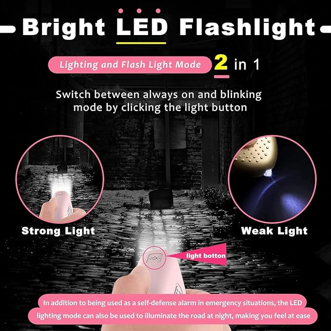 Hion Personal Safety Alarm for Women, Rechargeable 130dB Self Defense Alarm Keychain with LED Flashlight, Emergency Safe Sound Security for Children Elderly College Girls Men, Black