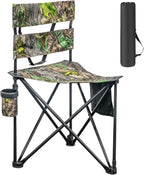 Extra Large Tripod Camping Chair with Backrest Portable Fishing Chair with Cup Holder Lightweight Folding Chair for Hunting, Hiking, Outdoor