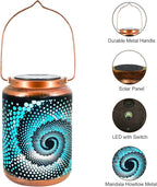 Solar Lanterns Outdoor Hanging Lantern Metal Waterproof LED Lantern with Solar Powered Garden Patio Decorations Decor with Handle Christmas Gift Idea