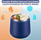 20oz Insulated Vacuum Food Jar with Buckle Lid,Soup Thermo for Hot Food Kids,Wide Mouth Leakproof Stainless Steel Lunch Container with Spoon-Blue