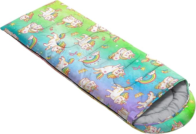 Kids Sleeping Bag for Boys Girls,Rocket Moon Print-Lightweight Warm Portable Outdoor Indoor-Waterproof Cold Weather Resistant Sleeping Bag for Camping Hiking