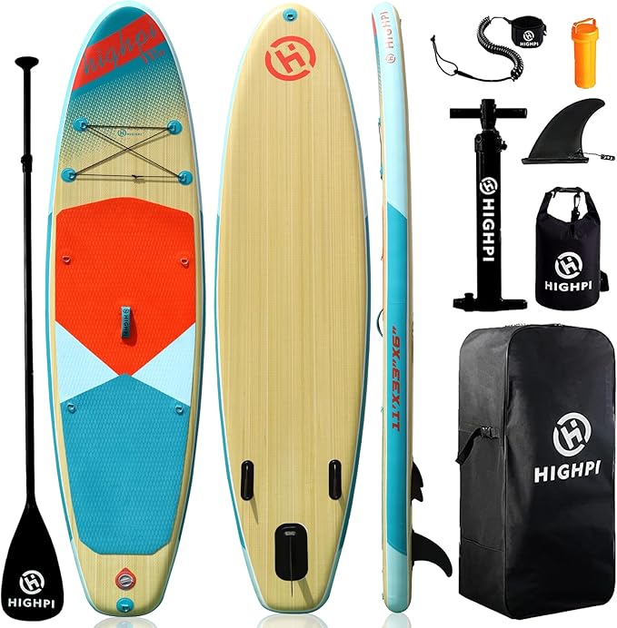 Highpi Inflatable Stand Up Paddle Board for Youth and Adults – Wide Sup with Premium Accessories, Blow Up Paddleboard for Surfing, Fishing, Yoga & More