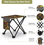 Portable Camping Stool with Side Pocket Camping Seat 12.5in Foldable Comfortable Widening Heightening for Travel Camping Fishing Hiking Gardening Picnic Beach BBQ Outdoor