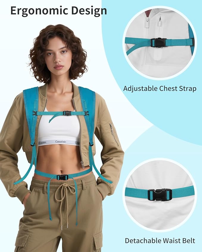 Blue Quartz Hiking Backpack 30L Lightweight Packable Backpack for Travel, Water Resistant Foldable Daypack for WoMen Men, Blue Green