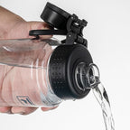 Fanhaw 32 oz Clear Water Bottle with Fast-Flow Spout Lid, BPA-Free Tritan, Wide Mouth, Leakproof, Reusable Bottle for Gym, School, Office, Travel (Clear&Black)