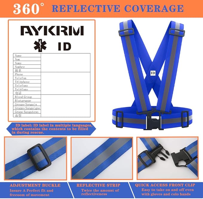 AYKRM 9 color High Visibility Reflective Vest Running Gear High Vis Adjustable Safety Vest