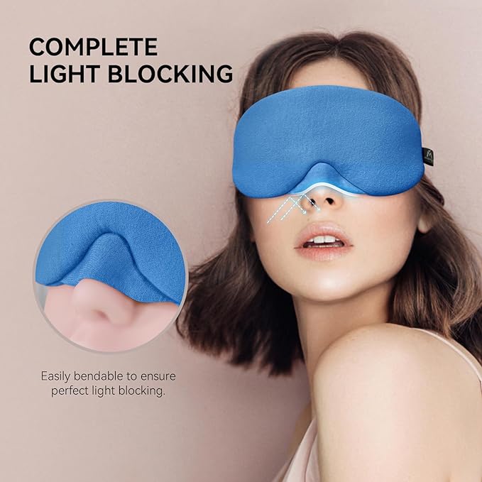 Mavogel Cotton Sleep Mask - Breathable Light Blocking Sleep Eye Mask, Soft Comfortable Night Sleeping Mask for Men Women, Eye Cover for Travel/Shift Work/Nap, Includes Travel Pouch (Cobalt Blue)