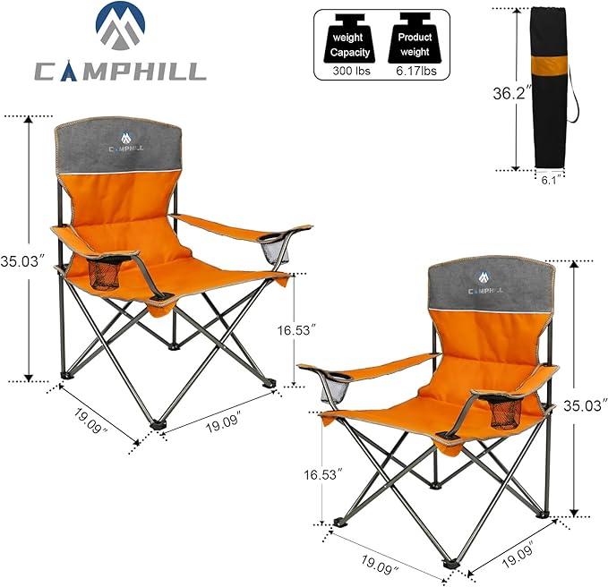 Camping Chair Set of 3, Outdoor Folding Camping Chairs for Heavy People with Cup Holder & Carry Bag,Collapsible Chair Include One Sofa Chair and Two Single Chair,Support up to 500lbs